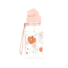 Botella infantil de Tritán transparente de Tutete con estampado de ratoncitos con varita mágica y carroza de calabaza