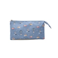 Estuche escolar infantil de tres compartimentos de Tutete, modelo Planes con estampado de animales en avionetas y globos