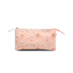 Estuche escolar infantil de tres compartimentos de Tutete, modelo Mouse Fairies con estampado de ratoncitas hadas y carrozas