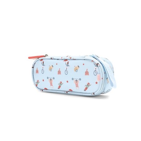 Funda térmica para el almuerzo infantil de Tutete, modelo Circus Show, en color azul claro con estampado de personajes del circo