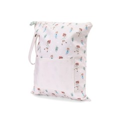 Bolsa impermeable grande infantil de Tutete, modelo The Wooden Boy, en color blanco roto con estampado del niño de madera