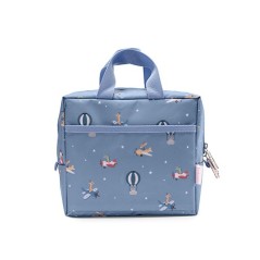 Bolsa térmica infantil para la merienda de Tutete, modelo Planes, en color azul con estampado de animales en aviones y globos