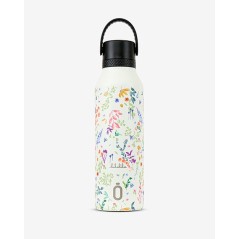 Botella térmica Runbott de la gama Mii decorada con una ilustración de finas hojas de estilo botánico, con tapón hermético