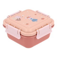 Caja de almuerzo grande infantil de Tutete, colección Mouse Fairies, con base marrón arcilla y tapa rosa salmón