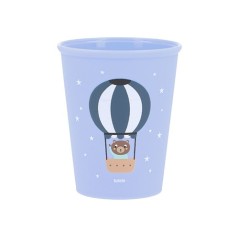 Vaso infantil de aprendizaje de la colección Planes de Tutete en color azul, decorado con una ilustración de un osito