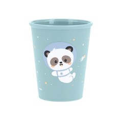 Vaso infantil de aprendizaje de la colección Pandas in Space de Tutete en color azul menta