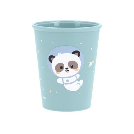 Vaso infantil de aprendizaje de la colección Pandas in Space de Tutete en color azul menta