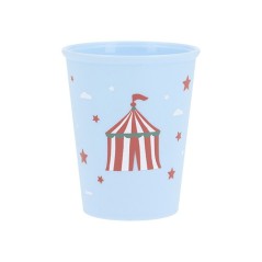 Vaso infantil de aprendizaje colección Circus Show de Tutete, con una ilustración central de una carpa de circo roja