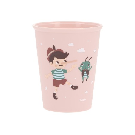 Vaso infantil de aprendizaje de la colección The Wooden Boy de Tutete decorado con una ilustración central de Pinocho