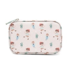 Bolsa sanitaria o neceser infantil rectangular de la colección The Wooden Boy con un estampado de Pinocho,