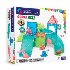 Caja del set de construcción magnético Arrecife de Coral de MAGNA-TILES mostrando una estructura pastel con rampas