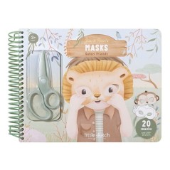 Cuaderno de manualidades en espiral de máscaras de animales safari con tijeras infantiles y pegatinas de la marca Little Dutch.