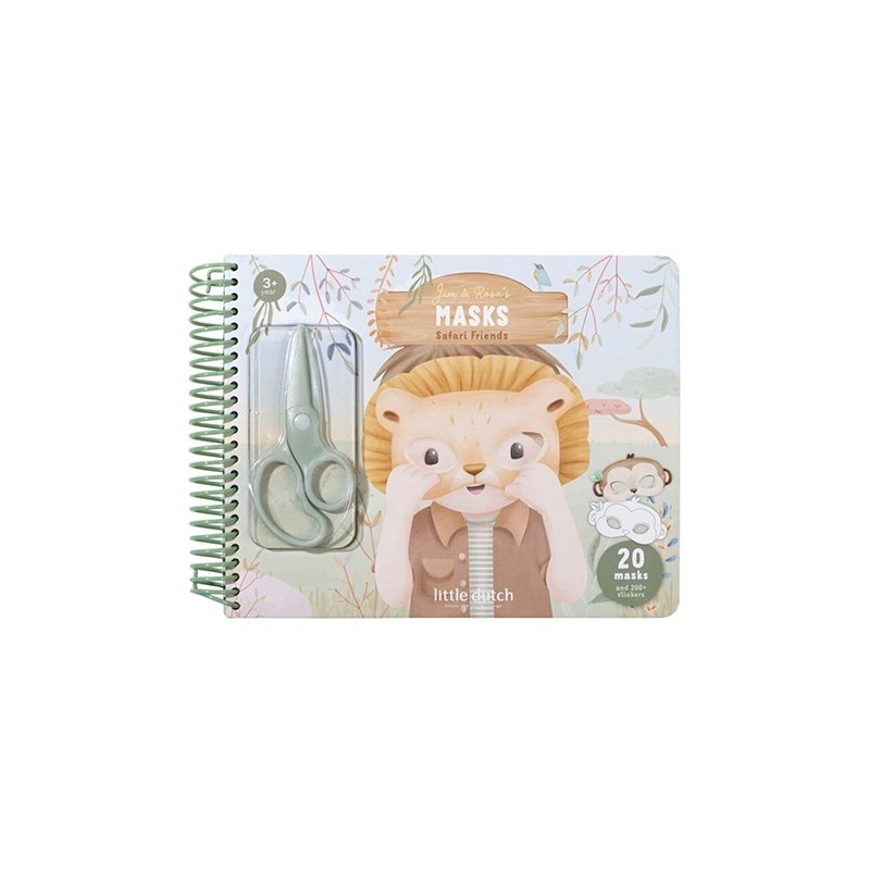 Libro de Manualidades Recorta y Colorea Máscaras Safari Friends | Little Dutch (3+ años) Libro de Manualidades Recorta y Colorea Máscaras Safari Friends | Little Dutch (3+ años)