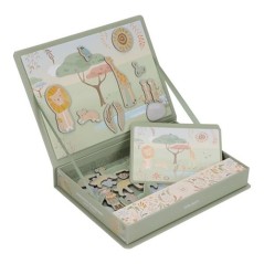 Maletín desplegable de juego magnético con piezas de animales e ilustración de sabana de la colección Safari Friends