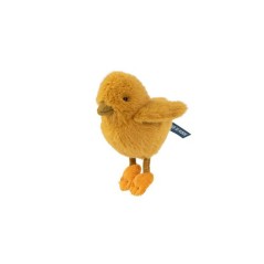 Pequeño peluche suave de pollito amarillo mostaza de la colección Tout Autour du Monde de Moulin Roty.