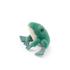 Pequeño peluche suave de rana verde agua de la colección Tout Autour du Monde de Moulin Roty.