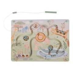 Tablero de laberinto magnético de madera verde con bolitas de colores y lápiz adjunto de la colección Safari Friends