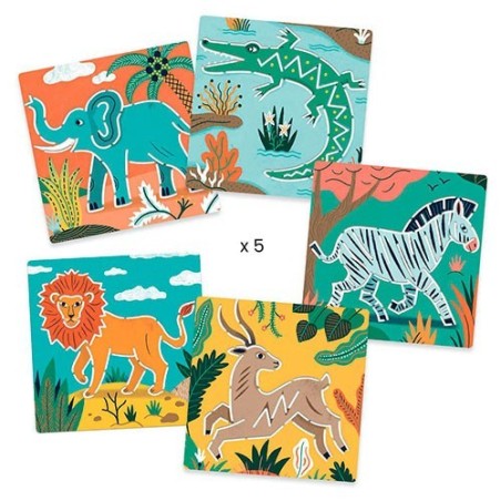 Plantillas de Dibujo Animales Salvajes Djeco - Set de 5 Láminas