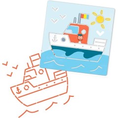 Plantillas de Dibujo Transportes Djeco - Set de 5 Láminas (Coches, Aviones y más)